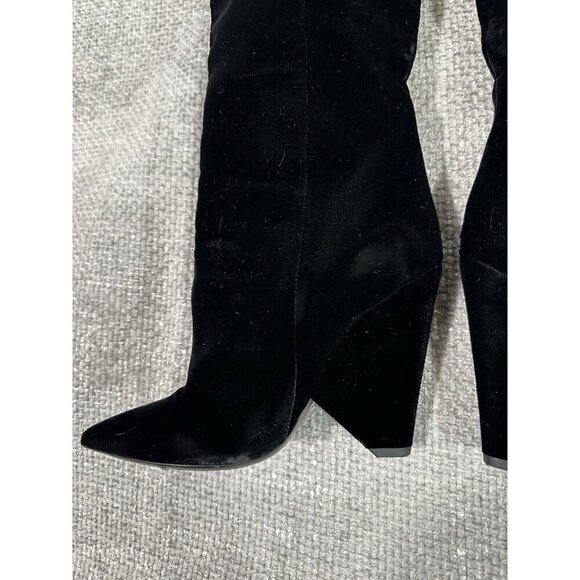 Saint Laurent Boots Women 35.5 US‎ 5.5 Black Velvet Niki Knee High Designer - Picture 3 of 16